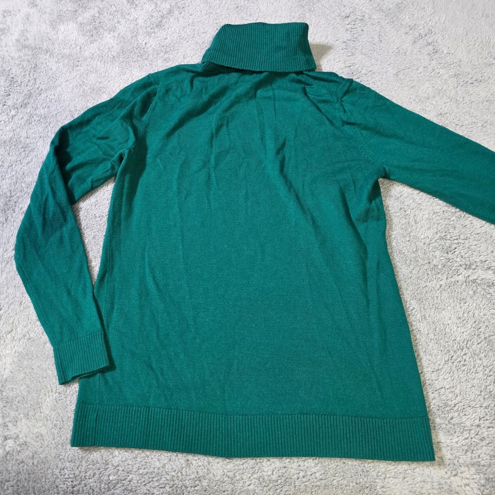 Pendleton Womens M Turtleneck Sweater Green 100% Merino Wool Ribbed Knit Pullove